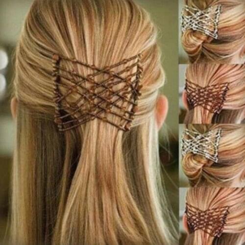 Fashion Elastic Crystal Hair Comb Claws Magic Beads Hairpin Clip Crab Hairstyle Design Accessories