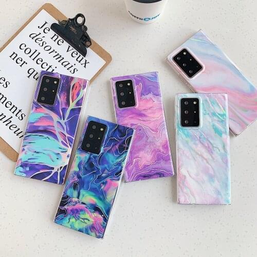 For Samsung S9 S10 S20 S21 FE Plus Ultra Luxury Laser Marble Pattern Phone Case Galaxy Note 10 20 S10E Soft Silicone Back Cover