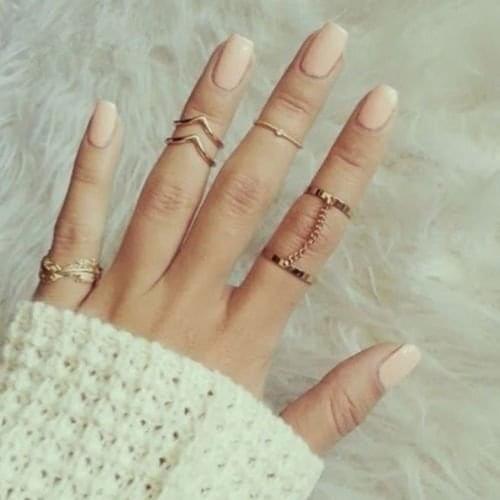 Set 6Pcs Lot of Phalanx Rings Fleche Moon Midi with Pearl Fancy Boheme Jewelry for Woman and Girl (6Pcs Gold)