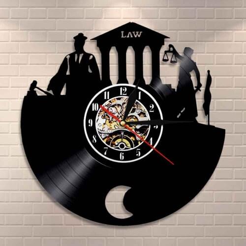 Lawyers Office Judge Court Decor Wall Clock Attorney at Law Truth Wall Art Law Woman Scales of Justice Vinyl Record Wall Clock