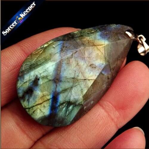 Real Natural Gray Moonstone Raw Gem Stone Ornament Handicraft Rainbow Labradorite DIY Crystal Pendant Necklaces for Gift WS613