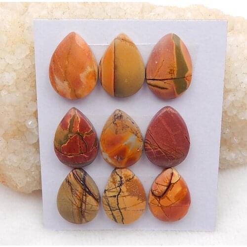 Natural 9 PCS Of Multi-Color Picasso Jasper,Semi-precious stones, Jewelry accessories Cabochons Beads19x14x5mm，15g