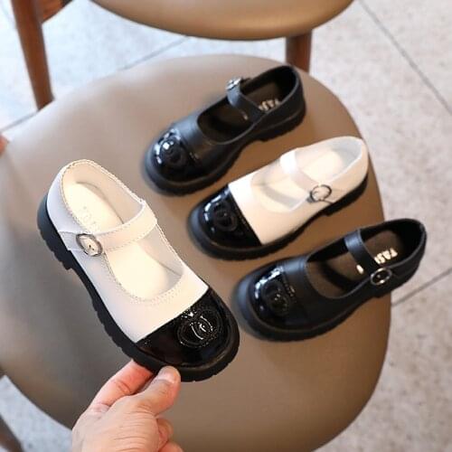 New Childrens Leather Shoes, Korean Version, Comfortable Single Shoes, Simple and Fashionable Girls Princess Shoes, Flat Shoes
