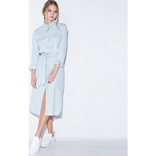 Obrix Casual Style Loose Straight Streetwear Female Long Shirt Dress