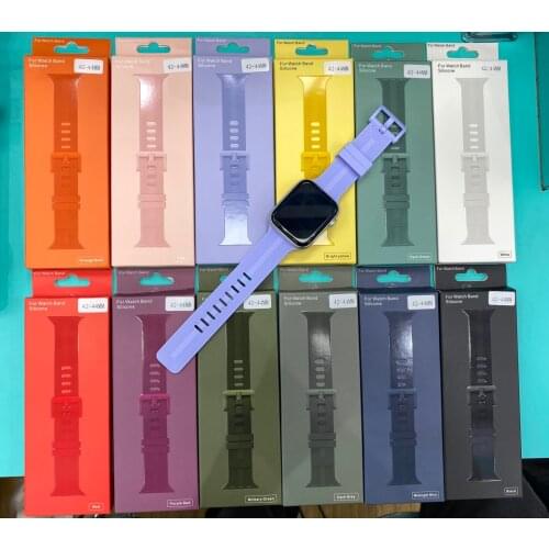 For Apple watch band SE 6 5 4 3 2 series silicone solid color striped wristband for IWatch 38 mm 40 mm 42 mm 44 mm The New strap