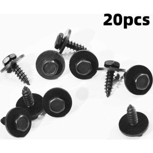 20Pcs/Set Self Tapping Tapper Screw And Washer For BMW 4.8 x 19 mm Black 8mm Self Tapping Tapper Screws