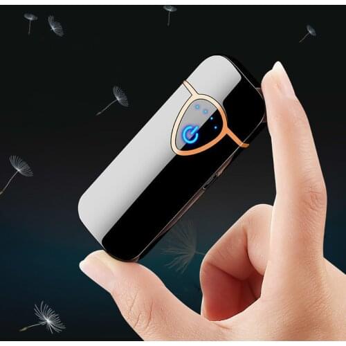 Touch Induction Lighter Charge Usb Two-sided Point Smoke Detector Lighter Windproof