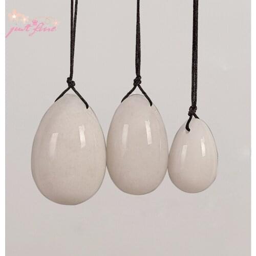Birth Ball 3 pcs Drilled White Jade Yoni Egg Pelvic Kegel Exercise Tightening Vaginal Muscle Ben Wa Jade Eggs for Women