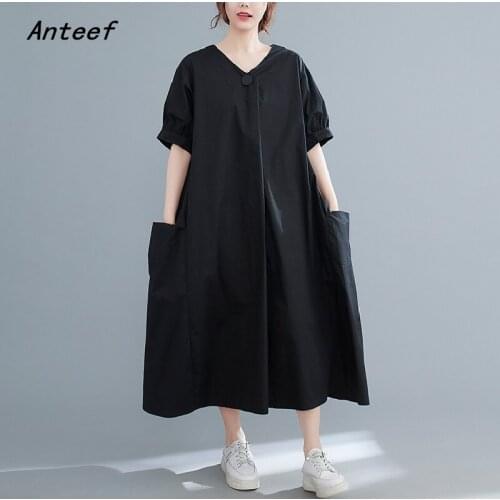 Short sleeve cotton vintage dresses for women casual loose long woman summer dress elegant clothes 2021 sundress