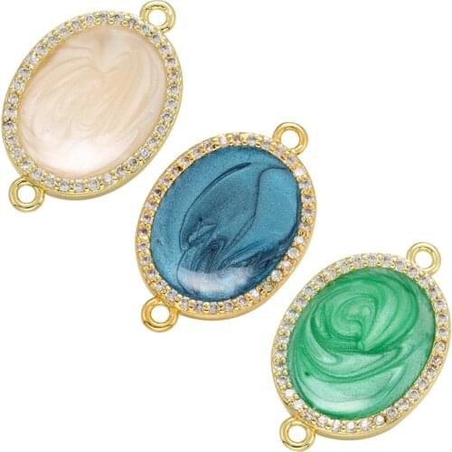 ZHUKOU NEW Starry Sky Quicksand Enamel Connector for Women DIY Handmade Bracelet Jewelry Accessories Supply Wholesale VS482