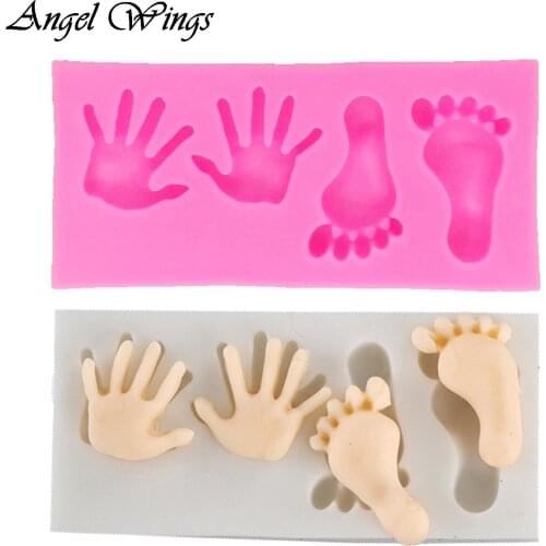 1PCS Baby Feet/Hand silicone mold fondant cake decorating tools chocolate gumpaste mould Sugar Craft Molds DIY Cake F1330