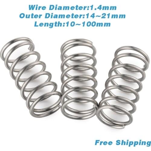 10PCS 1.4 Wire Diameter OD 14 15 16 17 18 20 21Y-type Rotor Return Compression Pressure Spring 10-100mm 304 Stainless Steel