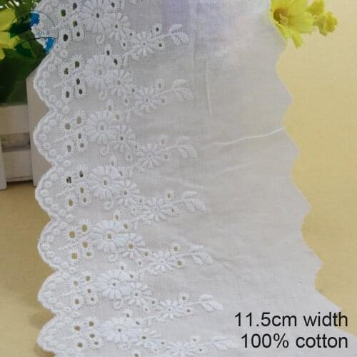 10yards 11.5cm width 100% cotton embroidery lace french lace ribbon fabric guipure diy trim warp knitting sewing Accessories3247