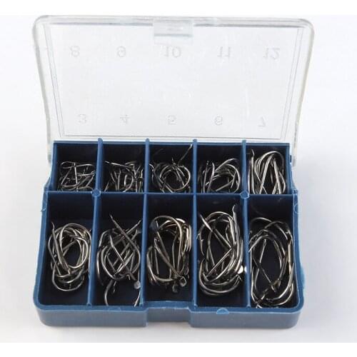 100pcs/Set Fishing Hooks Carbon Steel Single Circle Fishhook Fly Fishing Jip Barbed Carp Hooks Sea Tackle Accessories with box