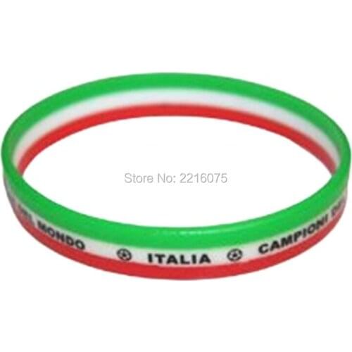 1000pcs Green white red stripe Flag World Cup Italia wristband silicone bracelets free shipping by DHL express