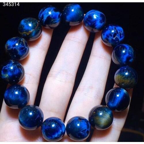 15mm Natural Blue Pietersite Stretch Gemstone Round Beads Bracelet From Namibia AAAAAA Certificate