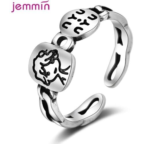 2021 New Retro Ring for Men Women Antique 925 Sterling Silver Metallic Male Boy Jewelry Opening Band Resizable Size