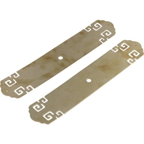 2x Screw Type Plate Brass Pull Handle for Bureau Cabinet Drawer 18x3.5cm