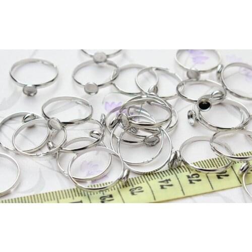 300pcs Adjustable silver Tone adjustable Ring base with Glue Pad 6mm wholesale free shipping nickle free