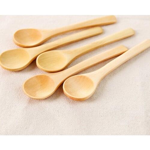 5pcs/lot 13*3cm Mini Wooden Spoon Dessert Coffee Honey Tea Wood Soup Spoon Kitchen Tool