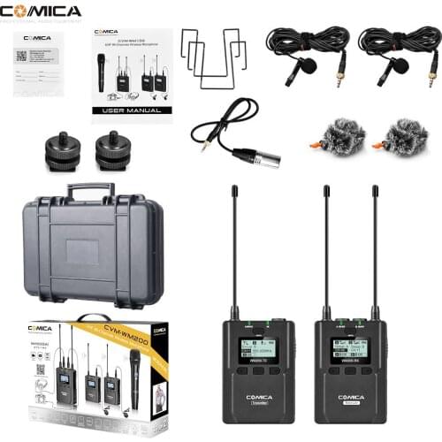 Comica CVM-WM200(C) Wireless Microphone 96-Channel Dual Lavalier Microphone for Camera Recording Studio Camcorder Wireless MIC