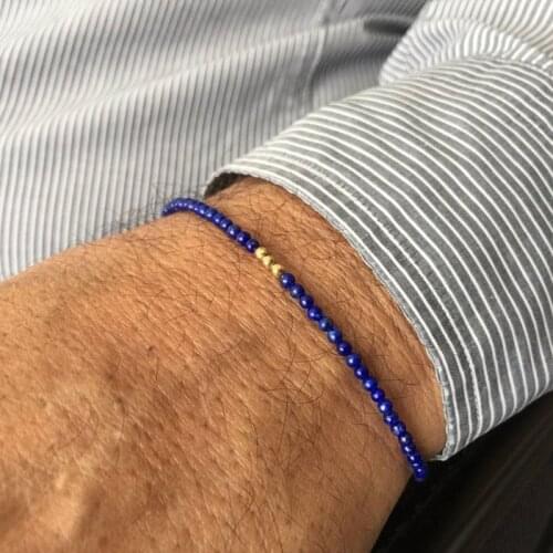 Lapis bracelet for Men Lapis lazuli Bead Bracelet Gold Hematite Mens Bracelet Blue Stone Bracelet Hematite Bracelet