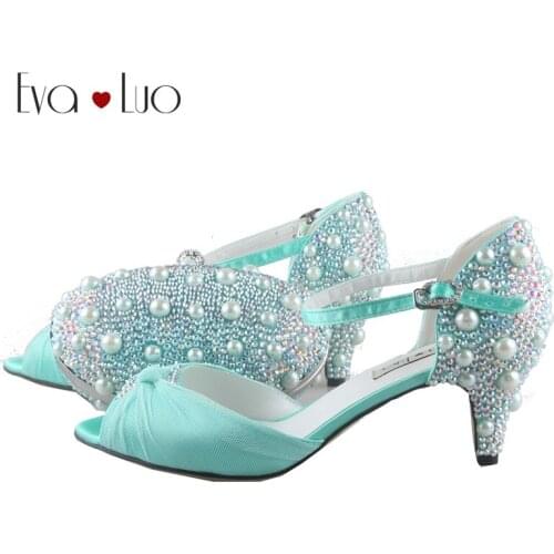 BS797 DHL Custom Made Mint Green Shoes With Matching Bag Set Two-Piece Low Heel Women Shoes Dress Pumps Bridal Wedding Shoes