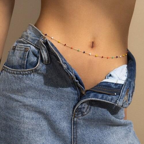 New Fashion Creative Color Rice Bead Belly Chains Waist Chain For Charm Women Girl Tassel Body Chain Dating Jewelry Accessories