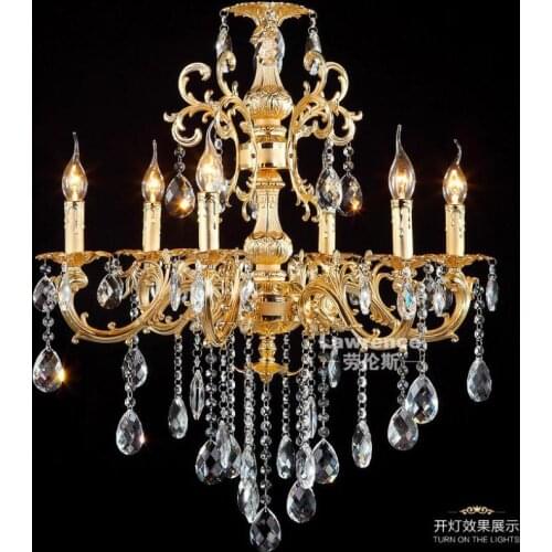 Home decoration gold Led candle Chandelier crystal lighting for dining room Kitchen Cafe bar lustre Lamp E14 led Pendientes