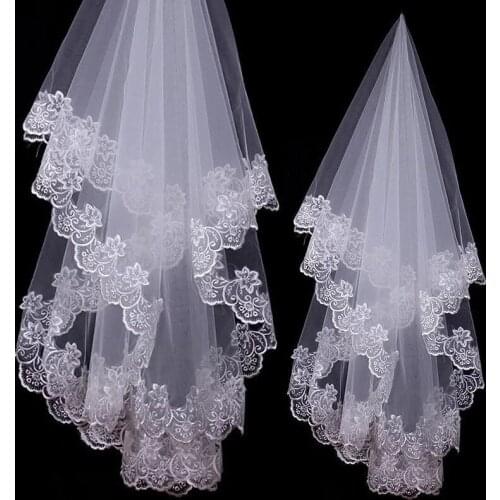 Elegant Gown One-layer Shoulder Length Bridal Veils White Ivory Applique Edge Tulle Wedding Veils Wedding Accessories