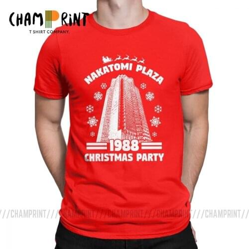 Mens T Shirt Nakatomi Plaza Funny Die Hard Christmas Party 1988 Tee Shirt O Neck Clothes Cotton 4XL 5XL T-Shirt