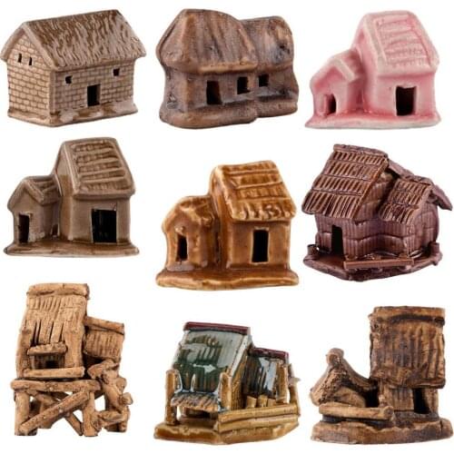 Simulated Large Rockery House Model Figurine Miniatures DIY Bonsai Landscape Dollhouse Decor Mini Miniature Figurines Home Decor