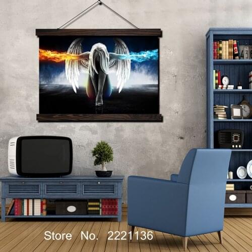 Angel With Wings HD Print Scroll Paintings Wall Art Printed Hanging Framed Canvas Painting Modern Home Decoration