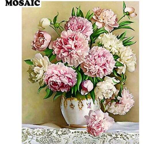30x40cm DIY 5D Diamond Embroidery Round Diamond Picture Flowers Arranging square Rhinestones Diamond Painting Cross Stitch peony