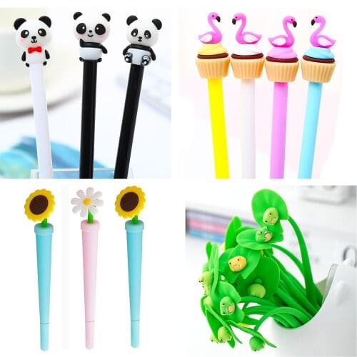 1Pcs Kawaii Gel Pens Cute Stationery Funny Unicorn Cat Pig Flamingo Writing Ink Pen Ballpoint Back to School Office Supply Thing