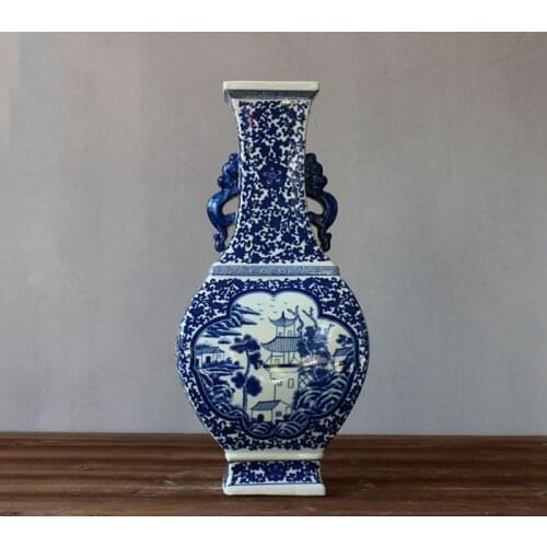 Antique Chinese Hand Painted Blue And White Ceramic Porcelain Vases For Home Decoration
