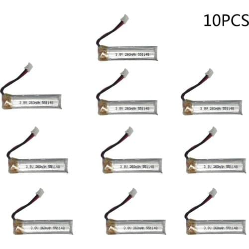 10PCS 3.8V 260mAh Lipo Battery PH2.0 Plug Connecor for US65 UK65 QX65 for Happymodel Mobula7 Drone FPV Part toy parts