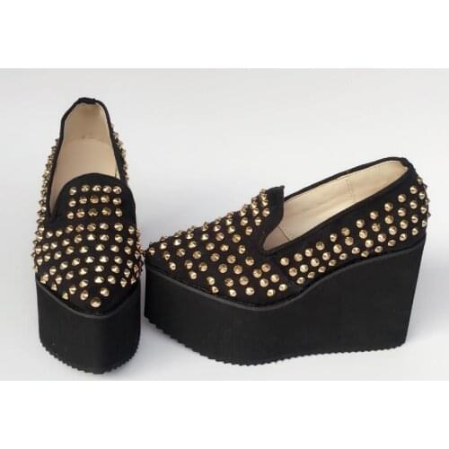 Princess sweet lolita shoes Spring and autumn shoes Europe station Harold bottom muffin pointed rivet shoes women an7728