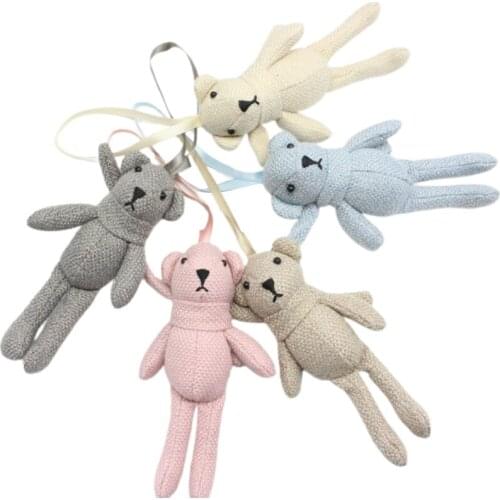 18cm/7inch Mini Soft Plush Bear Joint Doll for Handbags Decorations for Clothing & Backpack Car Keychain Key Ring Doll