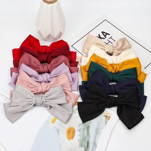 Fashion Ribbon Hairgrips Big Large Bowknot Hairpin For Women Girls Satin Bow Hair Clip New Cute Barrette Hair Accessories