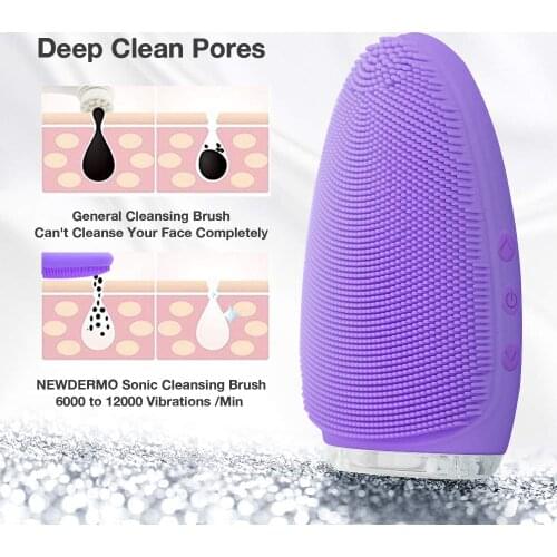 NEWDERMO New Products Purple Silicone Washing Brush Electric Charging Facial Cleaning Tool Beauty Makeup Remover Machine massage