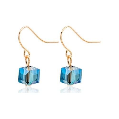 New fashion Exquisite six-color crystal square earrings For Women girl Accessories jewelry wholesale