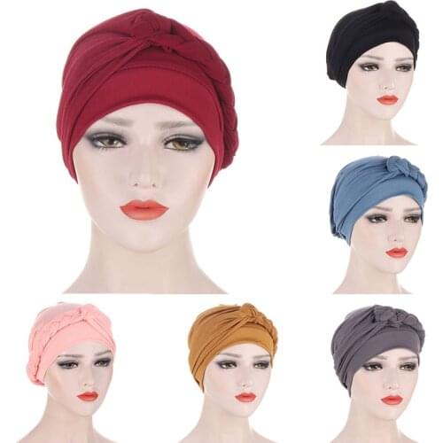New Braid Hijab Womens Caps Spring Summer Muslim Wrap Turban Cap Fashion Cotton Inner Hijabs Bonnet Ready To Wear Muslim 2021