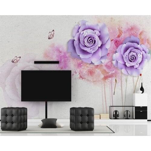 Beibehang Custom wallpaper art hand painted ink watercolor hd floral colorful butterflies background wall wallpaper 3d tapety