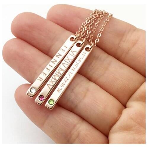 Personalized Birthstone Necklace Birthstone Jewelry crystal Graduation for her Mommy and girl Gift Anniversary N493