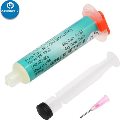 10CC Original AMTECH BGA Solder Soldering Paste Flux + Syringe Plunger for Phone PCB BGA PGA SMD Soldering Repair Welding Tool