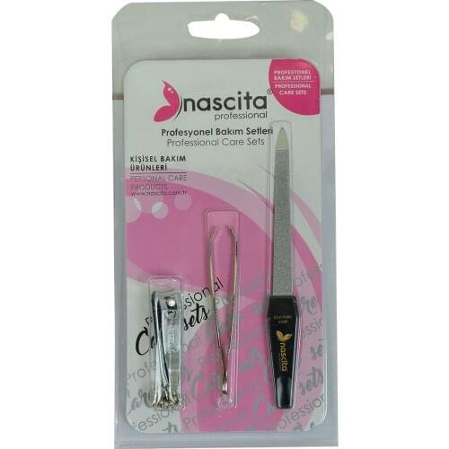 Tweezers Short Nail File Nail Scissors 3 Pcs Professional Grooming Kit