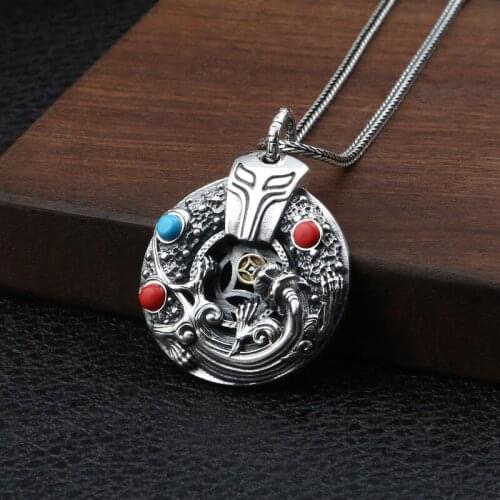 Wholesale S925 Sterling Silver Retro Thai Silver Lucky God Beast Safe Buckle Pendant Men And Women Pendant