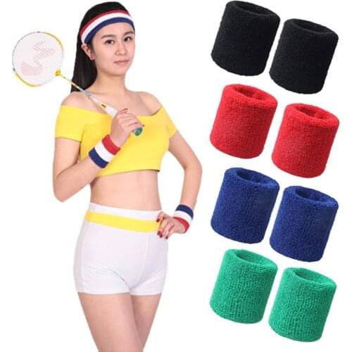 2Pcs 8CM Breathable Cotton Wristbands Elastic Absorb Sweat Towel Wrist Protector For Badminton Tennis Sport Safety Accessories