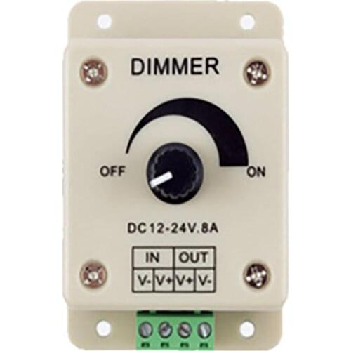 DC 12-24V 8A Knob-control Dimmer Switch Stepless Dimming Regulator Adjustable Controller for LED Strip/module/string